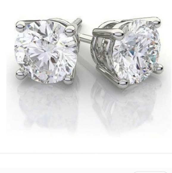 NEW Gift Ready 4 Karat Total Lab Diamonds .925 Sterling Silver New Box Earrings - Picture 5 of 10